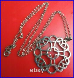 Scottish Sterling Silver Celtc Pendant + 19 Chain h/m 1984 Ortak of Orkney