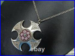 Scottish Sterling Silver Celtic Cross Pendant Caithness Glass h/m 1972/73/74/78