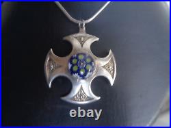 Scottish Sterling Silver Celtic Cross Pendant Caithness Glass h/m 1972/74/78