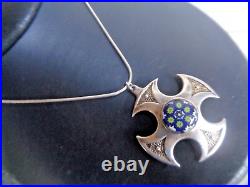 Scottish Sterling Silver Celtic Cross Pendant Caithness Glass h/m 1972/74/78