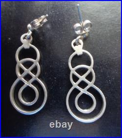 Scottish Sterling Silver Celtic Drop Pierced Earrings Ola Gorie of Orkney