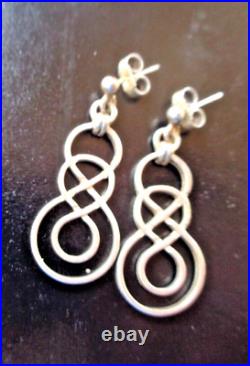 Scottish Sterling Silver Celtic Drop Pierced Earrings Ola Gorie of Orkney