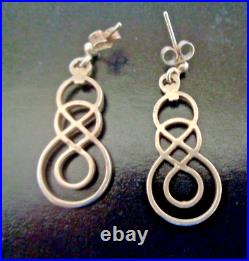 Scottish Sterling Silver Celtic Drop Pierced Earrings Ola Gorie of Orkney