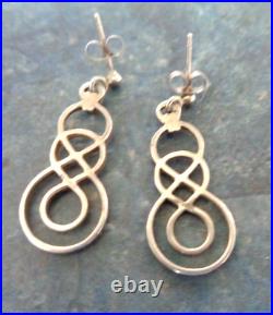 Scottish Sterling Silver Celtic Drop Pierced Earrings Ola Gorie of Orkney