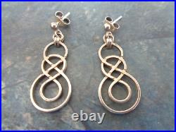 Scottish Sterling Silver Celtic Drop Pierced Earrings Ola Gorie of Orkney