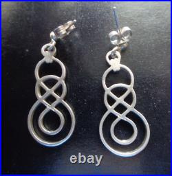 Scottish Sterling Silver Celtic Drop Pierced Earrings Ola Gorie of Orkney