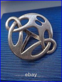 Scottish Sterling Silver Celtic SCARF Clip or Brooch Ortak Orkney c. 1980s Edin