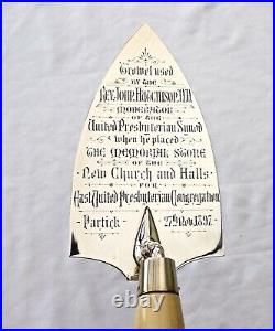 Scottish Sterling Silver Ceremonial Presentation Trowel. Partick Glasgow 1897