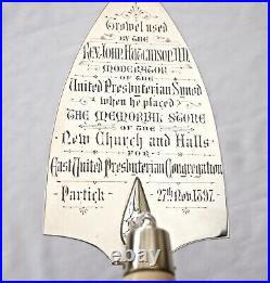 Scottish Sterling Silver Ceremonial Presentation Trowel. Partick Glasgow 1897