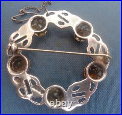 Scottish Sterling Silver Citrine Celtic Brooch h/m 1955 Glasgow Robert Allison