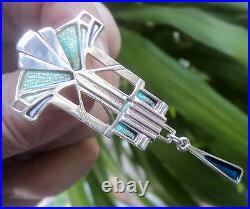 Scottish Sterling Silver Enamel Art Deco Brooch Pat Cheney 1980s choice of 2