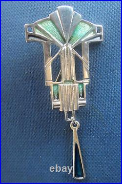 Scottish Sterling Silver Enamel Art Deco Brooch Pat Cheney 1980s choice of 2