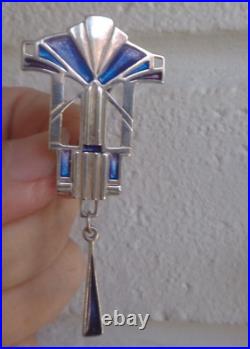 Scottish Sterling Silver Enamel Art Deco Brooch Pat Cheney 1980s choice of 2