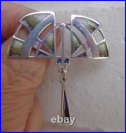 Scottish Sterling Silver & Enamel Art Deco Brooch Pat Cheney 1980s choice of 2