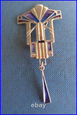 Scottish Sterling Silver Enamel Art Deco Brooch Pat Cheney 1980s choice of 2