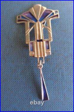Scottish Sterling Silver Enamel Art Deco Brooch Pat Cheney 1980s choice of 2