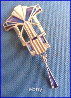 Scottish Sterling Silver Enamel Art Deco Brooch Pat Cheney 1980s choice of 2