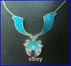 Scottish Sterling Silver & Enamel Floral Pendant / Necklace Pat Cheney c. 1980s