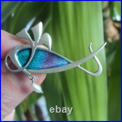 Scottish Sterling Silver & Enamel + Pearl Whale Brooch Pat Cheney c. 1980s