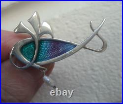 Scottish Sterling Silver & Enamel + Pearl Whale Brooch Pat Cheney c. 1980s