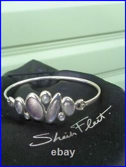 Scottish Sterling Silver & Enamel SHORELINE PEBBLE Bracelet Bangle Sheila Fleet