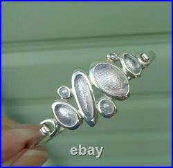 Scottish Sterling Silver & Enamel SHORELINE PEBBLE Bracelet Bangle Sheila Fleet