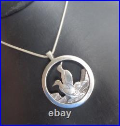 Scottish Sterling Silver Guillemot Sea Bird Pendant h/m 1992 Ortak of Orkney