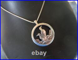 Scottish Sterling Silver Guillemot Sea Bird Pendant h/m 1992 Ortak of Orkney