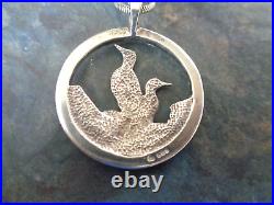 Scottish Sterling Silver Guillemot Sea Bird Pendant h/m 1992 Ortak of Orkney