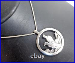 Scottish Sterling Silver Guillemot Sea Bird Pendant h/m 1992 Ortak of Orkney