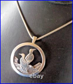 Scottish Sterling Silver Guillemot Sea Bird Pendant h/m 1992 Ortak of Orkney