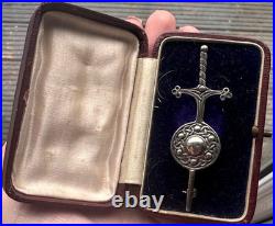 Scottish Sterling Silver Iona Celtic Sword & Shield Brooch