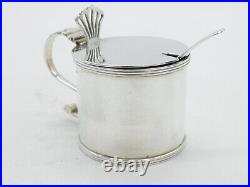 Scottish Sterling Silver Mustard Pot Antique 1929 Edinburgh Art Deco