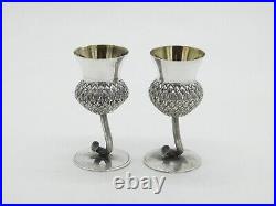 Scottish Sterling Silver Pair of Thistle Whisky Shot Tot Goblets Vintage 2007