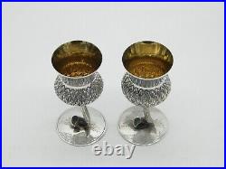 Scottish Sterling Silver Pair of Thistle Whisky Shot Tot Goblets Vintage 2007