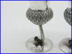 Scottish Sterling Silver Pair of Thistle Whisky Shot Tot Goblets Vintage 2007