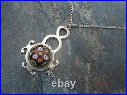 Scottish Sterling Silver Pendant + Chain Caithness Glass h/m 1971 Edinburgh