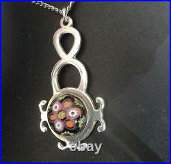 Scottish Sterling Silver Pendant + Chain Caithness Glass h/m 1971 Edinburgh