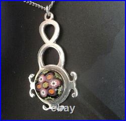 Scottish Sterling Silver Pendant + Chain Caithness Glass h/m 1971 Edinburgh