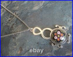 Scottish Sterling Silver Pendant + Chain Caithness Glass h/m 1971 Edinburgh
