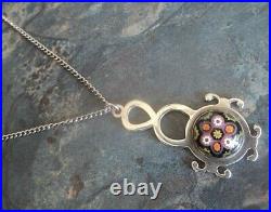 Scottish Sterling Silver Pendant + Chain Caithness Glass h/m 1971 Edinburgh