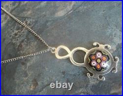 Scottish Sterling Silver Pendant + Chain Caithness Glass h/m 1971 Edinburgh