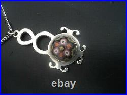 Scottish Sterling Silver Pendant + Chain Caithness Glass h/m 1971 Edinburgh