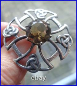 Scottish Sterling Silver & Smokey Quartz Brooch h/m 1971 Edinburgh James Coull