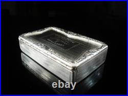 Scottish Sterling Silver Snuff Box, Masonic, Sutherland & Horne, Edinburgh 1883