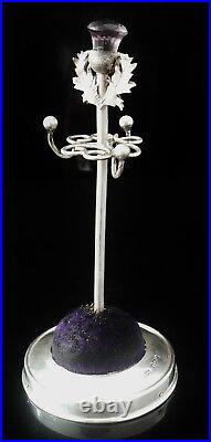Scottish Sterling Silver Thistle Hatpin Stand Ring Holder Adie & Lovekin Ld 1905