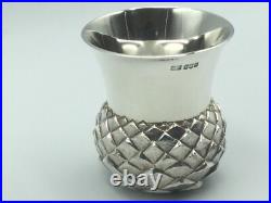 Scottish Sterling Silver Tot Cup With Thistle Design, Edinburgh, C1993