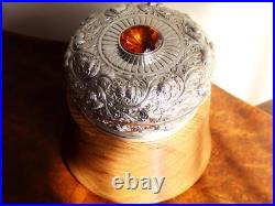 Scottish Sterling Silver and Oak Humidor Antique Edwardian (1908)