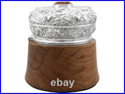 Scottish Sterling Silver and Oak Humidor Antique Edwardian (1908)