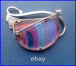 Scottish Stg Silver Art Nouveau Brooch Pat Cheney & John Ditchfield Glass 1980s